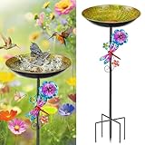 SMFANLIN 38In Metall Vogeltränke Vogelbad Stehend für Draußen Garten, Futter Schale Wassertränke...