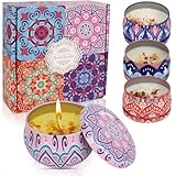 Duftkerzen Geschenke für Frauen, 4 Stück Duftkerzen Geschenkset, Natürliches Sojawachs...
