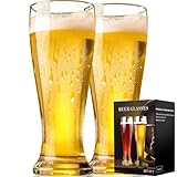 ParaCity Biergläser 420ML, Weizenbiergläser 0,42L, Bierkrug Gläser 2er Set, Bierglas Trinkset,...