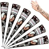 6 Pcs Natürliche Henna Tattoo, Natural Henna Paste Kegel, Henna Temporäre Tattoo Natürliche,...