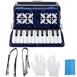 Akkordeon, Blaues ABS-Akkordeon Tragbares Akkordeon 22-Tasten-8-Bass-Piano-Tastaturinstrument für...