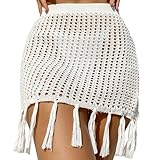 Limtula Figurbetonter Strandrock für Damen, Quasten, ausgehöhlt, gehäkelt, durchsichtig,...