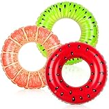 VGOODALL 3 Stück Obst Schwimmring, Kinder Aufblasbarer Schwimmreifen Wassermelonen Kiwi Orangen...