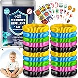 Mückenschutz Armband Set - 20 Stück Mückenarmband + 60 Stück Anti Mücken Pflaster,...