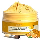 Kurkuma-Vitamin-C-Ton-Maske, tief reinigende Gesichtsmaske, Hautpflege, verbessert Mitesser, Akne,...