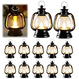 12 Stück Schwarz Mini Laterne LED, Mini Weihnachtsdeko Laterne, Tischdeko Weihnachten, Led...