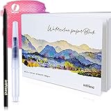 int!rend Aquarellpapier A5 300 g/m² 40 Seiten - Aquarellblock Malpapier mit Wassertankpinsel &...