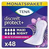 TENA Discreet Maxi Night - 48 Einlagen im Monatspaket (8 x 6 Stück), einzeln verpackt -...