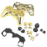 Komplettes Set Metallbeschichtetes Gehäuse + Knöpfe - Gold für PlayStation 3 PS3 Controller...