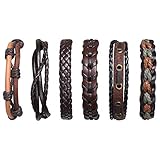 flintronic Lederarmband, Geflochtene Armband Set 6 Stück, Lederarmband Geflochten Punk Rock Stil...