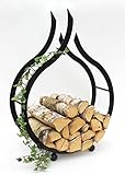 DanDiBo Kaminholzregal Innen Schwarz Kaminholzständer Flamme 78 cm Holzkorb Kaminholzhalter...