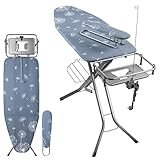 KADAX Bügelbrett mit Steckdose, 130x48cm Dampfbügelbrett mit Bügeleisenablage und...