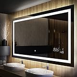 Badspiegel 120x70cm mit LED Beleuchtung - Wählen Sie Zubehör - Individuell Nach Maß - Beleuchtet...