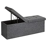 SONGMICS Sitzbank mit Stauraum, klappbare Sitztruhe, Aufbewahrungsbox, 38 x 110 x 38 cm, Deckel...