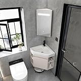 Wandmontiertes Badezimmer-Waschbecken-Set mit weichem LED-Beleuchtungsspiegel, kleiner...