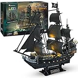 CubicFun Puzzle 3D LED 68 cm Black Pearl – Modell eines Bootes der Queen Anne's Revenge,...