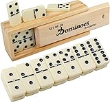 Domino Set für Erwachsene, Domino Set Double Six, Double 6 Professional Domino Steine mit Spinner...