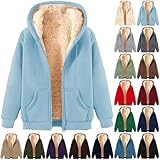 Damen Teddy-Fleece-Hoodie für den Winter, warm, Damen-Fleece-Jacken, durchgehender Reißverschluss,...
