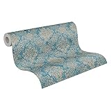 A.S. Création Secret Garden Vliestapete mit Ornamenten 0,53 x 10,05 m – Blau, Silber –...