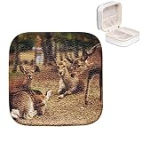 Schmuckkästchen aus PU-Leder, klein, für Reisen, Rehkitz, modisch, Wald