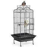 Yaheetech Vogelvoliere Vogelkäfig groß, Papageienkäfig mit 2 Holzstangen und 3 Futternäpfe,...