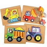 Holzpuzzle Kinder,4er-Set Holzpuzzle Ab 3 Jahre,Puzzle Lernspielzeug,Steckpuzzle Montessori...