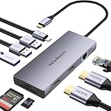 Laptop Docking Station Dual Monitor, Newmight Dual HDMI Adapter für 2 Monitore mit 2 HDMI 4K, 1...