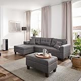 Home Deluxe - Sofagarnitur ROM - Farbe Grau - beidseitg montierbar - 242,6 cm x 154,3 cm x 90,8 cm -...