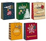 Geschenktaschen Weihnachten 10 Stück edle Geschenktüten Papier Tragetasche Geschenkbeutel mit...