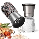 KitchenBoss Salz und Pfeffermühle 2er Set：Gewürzmühle Einstellbar Salzmühle für Grobes Salz,...