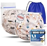 KIDVERSE 2er Set Schwimmwindel Baby 0-3 Jahre - Hautfreundliche Schwimmwindeln wiederverwendbar &...