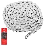 Fahrradkette 6/7/8-fach, 1/2 x 3/32 Zoll, Silber, Hochfester Stahl, Langlebig & Reibungslos,...