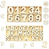 Favengo 216 Stück Holzbuchstaben Natur Kinder Holzzahlen Buchstaben Holz Zahlen Alphabet Und Nummer...