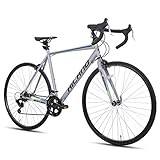 Hiland Rennrad 700c Stahlrahmen mit 12 Gang-Schaltung 58cm Silber klemmbremse Racing Bike City...