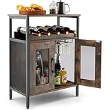 KOMFOTTEU Weinschrank mit abnehmbarem Weinregal & 6 Glashalter, Flaschenständer stehend 60 x 34 x...