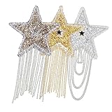 Holibanna 3 Stück Teiliges Strass Bügelbilder mit Quasten Dekorative Fünf Zack Stern Aufnäher...