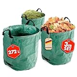 Floordirekt Gartenabfallsack 272 Liter - 3er SET - Laubsammler, Korb, Gartensack, Laubsack, stabiler...