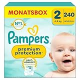 Pampers Premium Protection Größe 2, 240 Windeln, 4kg-8kg, Doppelter Schutz für die Haut und vor...
