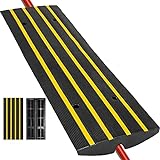 Car Driveway Rubber Curb Ramps Heavy Duty Threshold Ramp 2.5 Inch High Cable Cover Curbside Bridge...