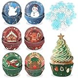 350 Stück Weihnachts-Cupcake-Förmchen-Set, Lanstics Christmas Papier-Backförmchen, rot und grün,...