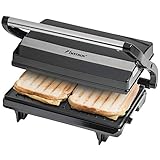 Bestron elektrischer Kontaktgrill mit Auffangschale, Sandwichmaker mit Cool-Touch-Handgriff,...