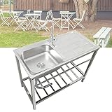 Tragbare Spüle mit Arbeitstisch für die Außenküche, Camping, Restaurant, Garten. Inkl....