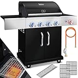 KESSER® Gasgrill Master BBQ 800°C Infrarot & Grillthermometer LED-Beleuchtung Keramik 4+1 Brenner...