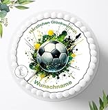 Tortenbild, Zuckerbild,Fußballfeld, Fußball, Personalisiert mit Foto und mit oder ohne Wunschname,...