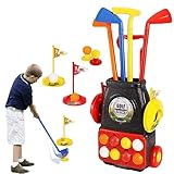 HYAKIDS Golf Set Spielzeug für Kinder mit 4 bunten Golfschläger 8 Golfbälle 2 Praxis Löcher und...