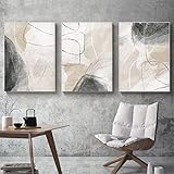 Sarah Duke 3er Poster Set, Beige Abstrakt Wandbilder Wohnzimmer Bilder, Moderne Leinwandbilder...