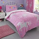 Bedlam Wende-Bettwäsche-Set für Kinder, Einhorn, leuchtet im Dunkeln, 2-teilig, Mehrfarbig,...