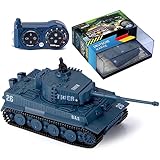 Ferngesteuerter Mini RC Panzer German Tiger I - Modellbau R/C Battletank mit Schussfunktion, Sound &...