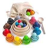 Ulanik Farben und Größen Montessori Spielzeug Holz Sorter Spiel 36 Bälle Alter 1+ Farbe...