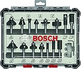 Bosch Professional 15tlg. Fräser Set Mixed (für Holz, Zubehör Oberfräsen mit 8 mm Schaft)